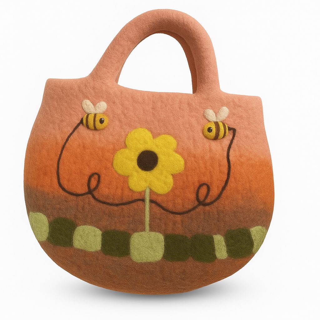 Sunflower & Bees Felted Bag
