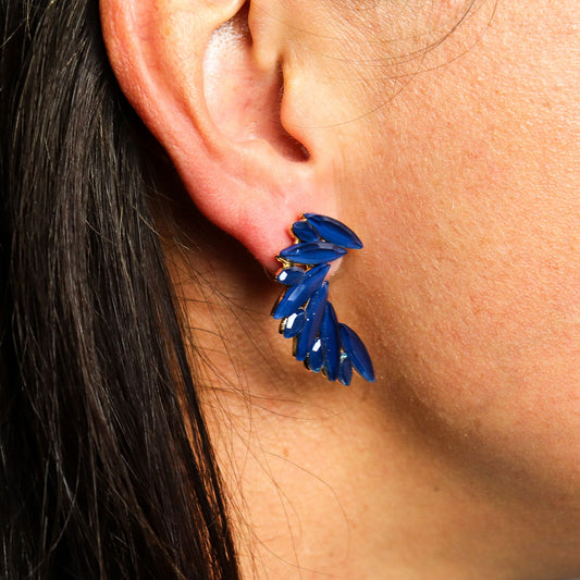 Nymph Aurora: Vintage Glass Angel Wings Earrings - Royal Blue