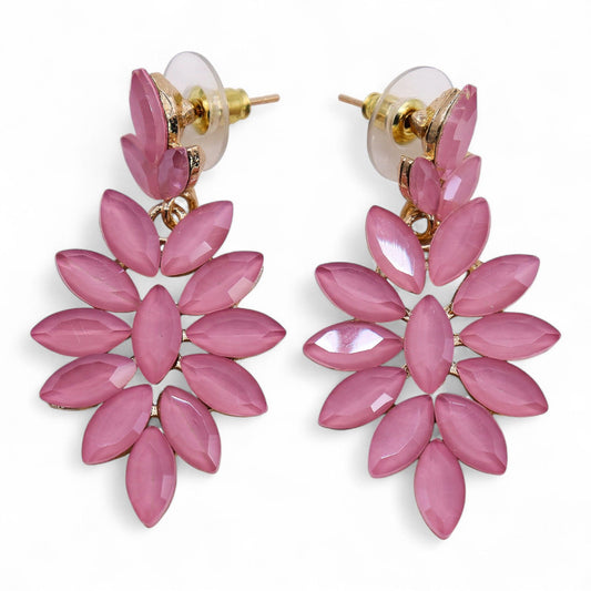Nymph Aurora: Vintage Glass Long Drop Earrings - Soft Pink