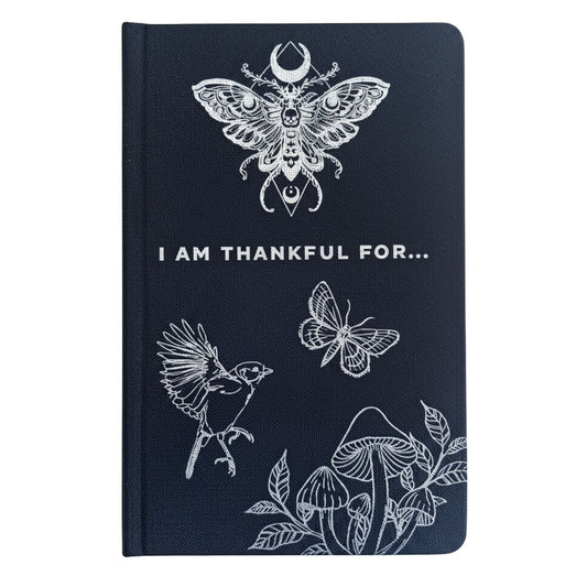 Black Gratitude Journal with Silver Detailing - 'I am Thankful For' - 120 pages