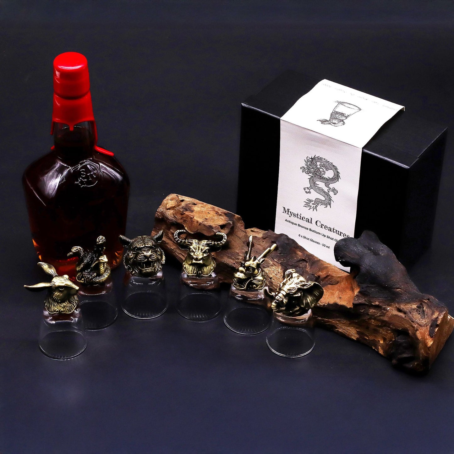 Mystic Creatures Set of 6 Shot Glasses (50ml) - Antique Bronze