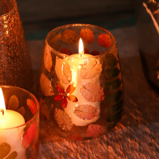 Natural Floral Glass - Vase and/or Candle Holder: Primavera