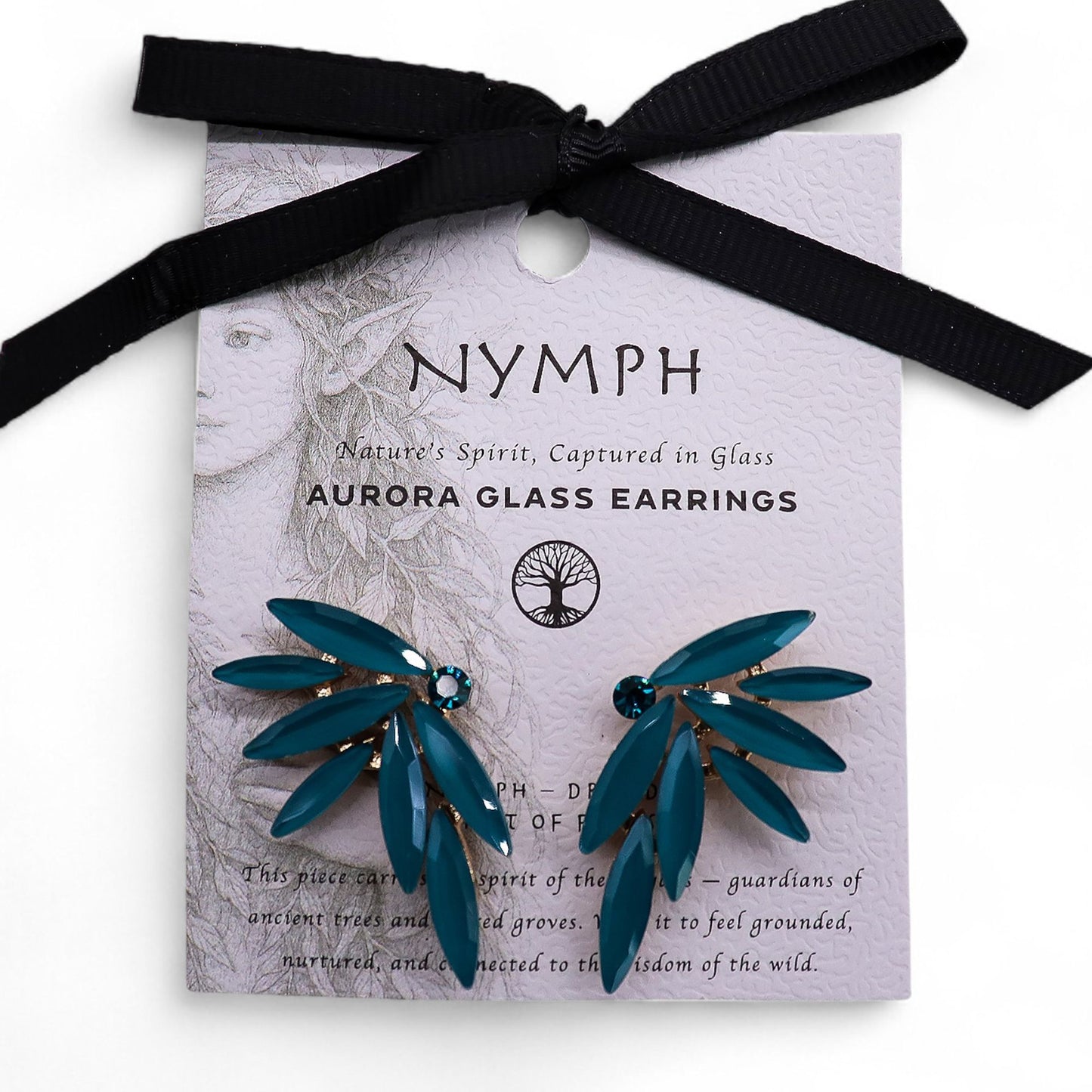 Nymph Aurora: Vintage Glass Faries Earrings - Teal Green