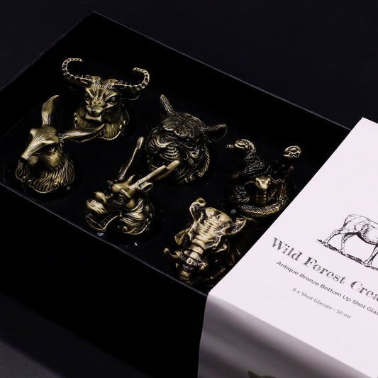 Mystic Creatures Set of 6 Shot Glasses (50ml) - Antique Bronze