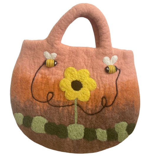Sunflower & Bees Felted Bag