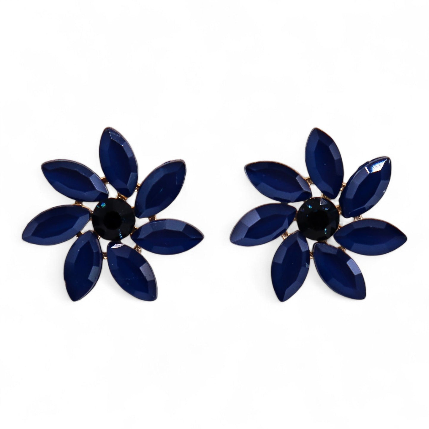 Nymph Aurora: Vintage Glass Flowers Earrings - Royal Blue