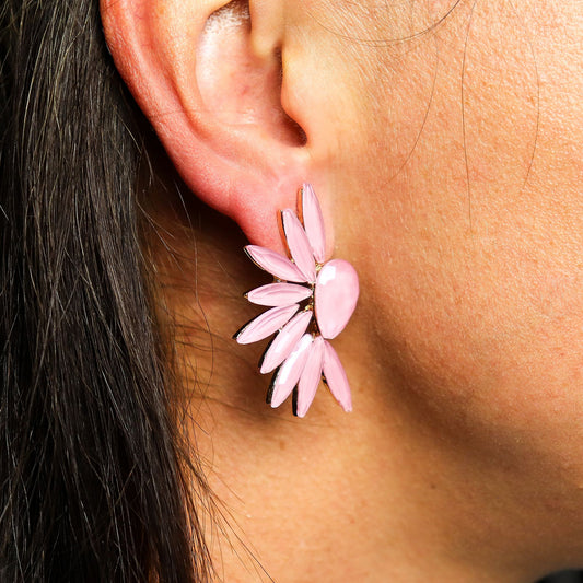 Nymoh Aurora: Vintage Glass Angel Wings Earrings - Soft Pink
