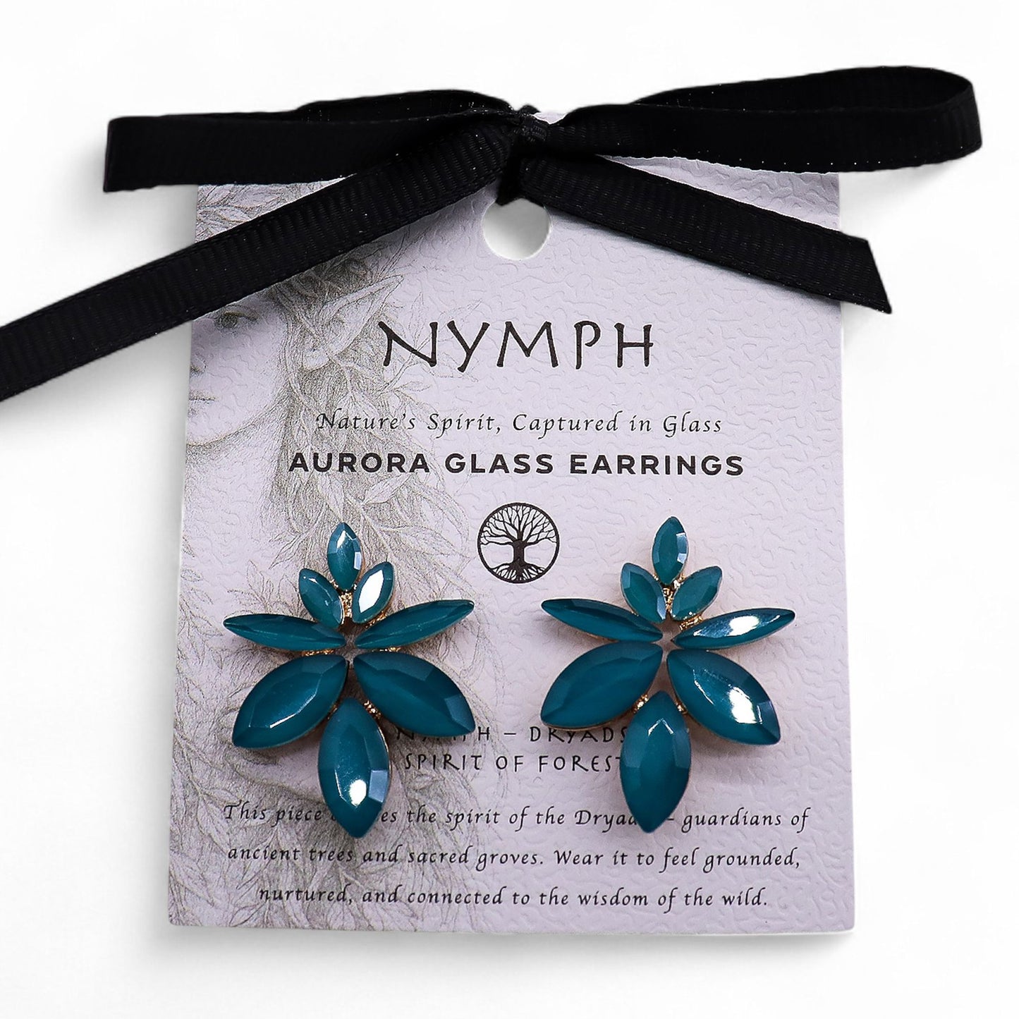 Nymph Aurora: Vintage Glass Flowers Earrings - Teal Green