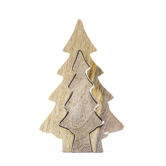 Nordic Christmas / Woodland - Small Tree in a Tree Wooden Decoration