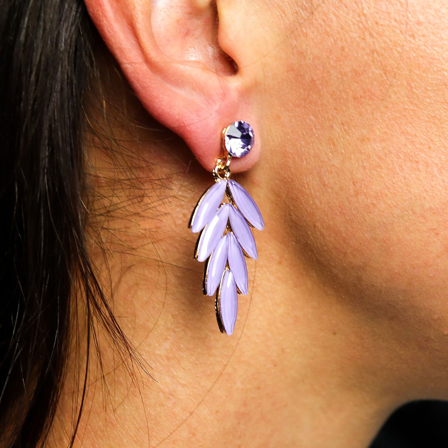 Nymph Aurora: Vintage Glass Faries Earrings - Lavender