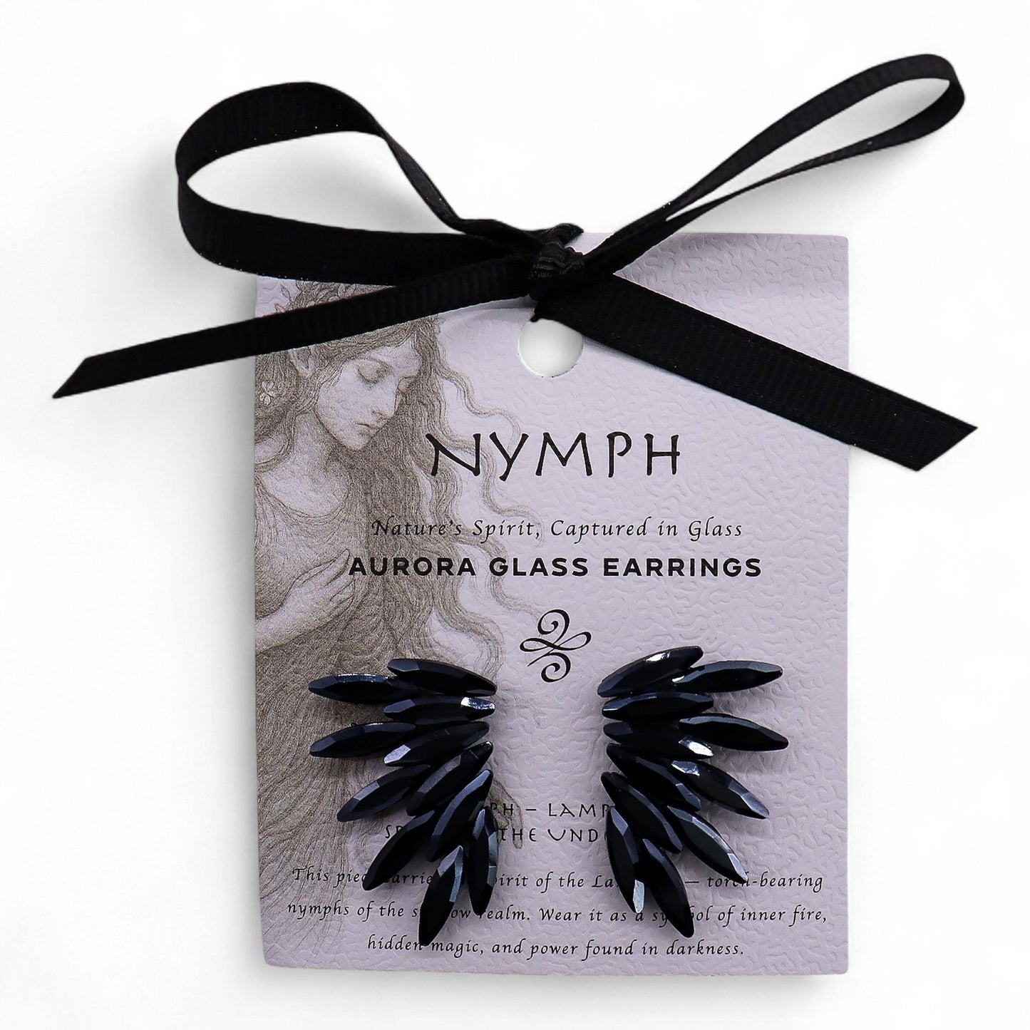 Nymph Aurora: Vintage Glass Faries Earrings - Jet Black