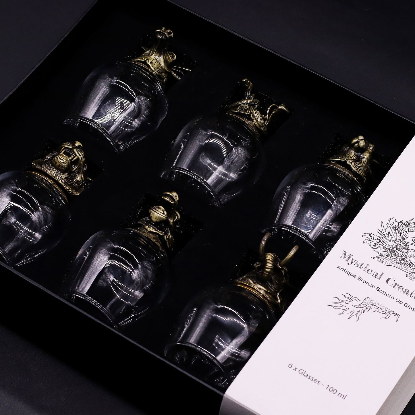 Mystic Creatures Set of 6 Shot Glasses (100ml) - Antique Bronze