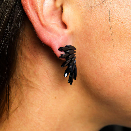 Nymph Aurora: Vintage Glass Faries Earrings - Jet Black