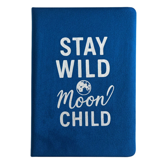 Dark Blue Velvet Notebook - 'Stay Wild Moon Child' - 80 pages
