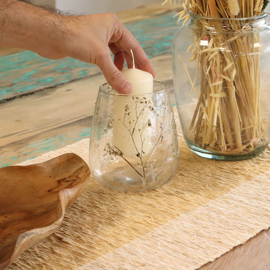 Natural Floral Glass - Short Vase and/or Candle Holder: Margarita