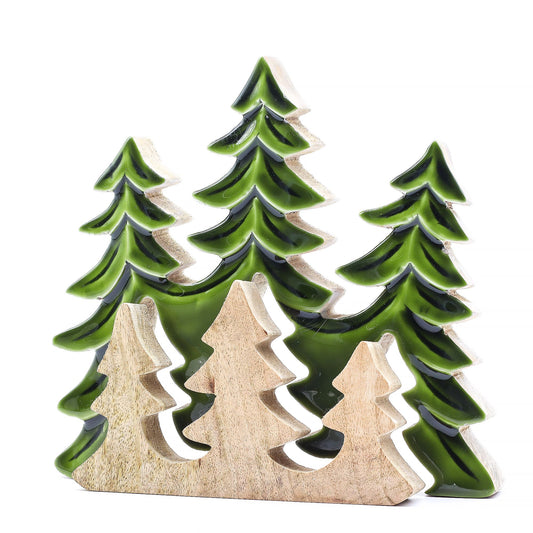 Nordic Christmas / Woodland - Three Trees 3D Wooden Decoration