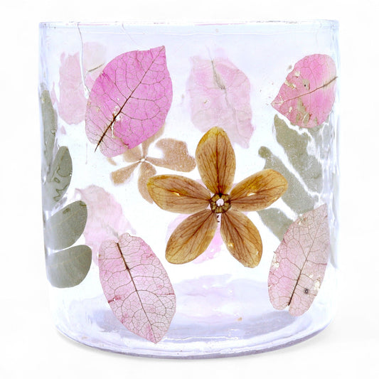 Natural Floral Glass - Straight Candle Holder: Primavera