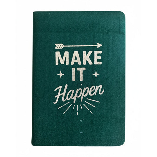 Dark Green Velvet Notebook - 'Make It Happen' - 80 pages