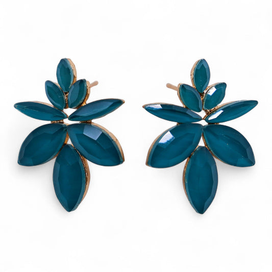 Nymph Aurora: Vintage Glass Flowers Earrings - Teal Green