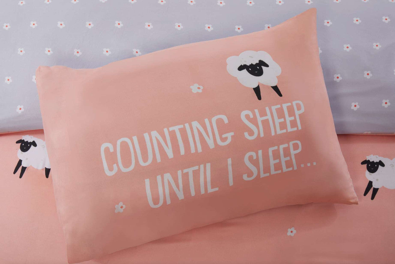 Counting Sheep Duvet Cover Set (Blue Or Pink/Blush) - Single, Double & King Available