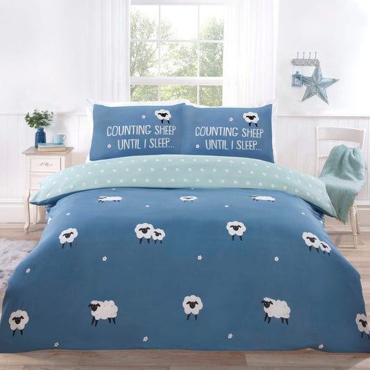 Counting Sheep Duvet Cover Set (Blue Or Pink/Blush) - Single, Double & King Available
