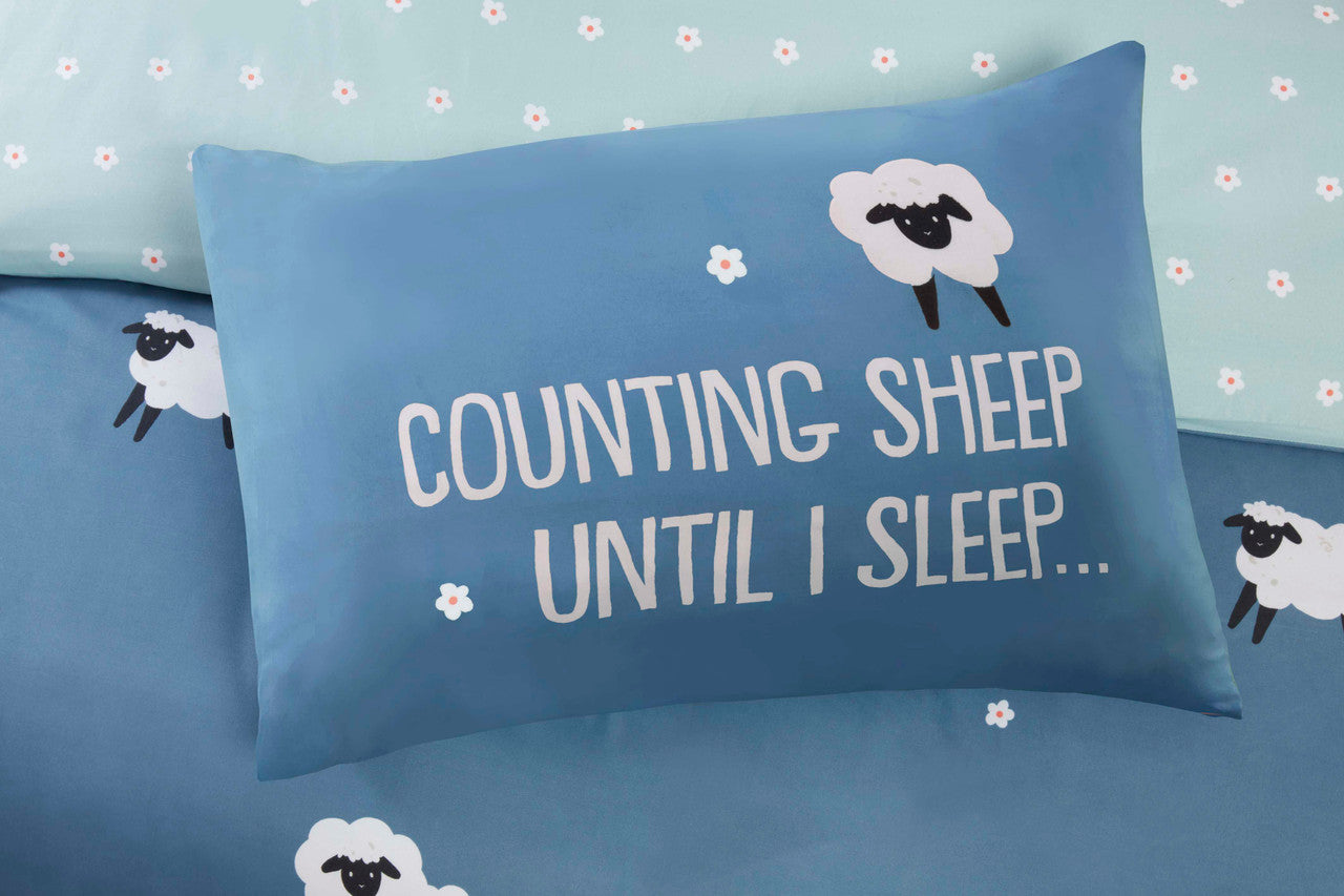 Counting Sheep Duvet Cover Set (Blue Or Pink/Blush) - Single, Double & King Available