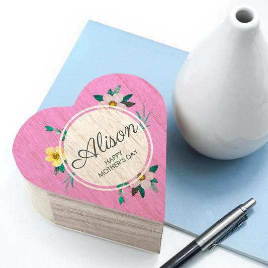 Personalised Mother's Day Wooden Heart Trinket Box