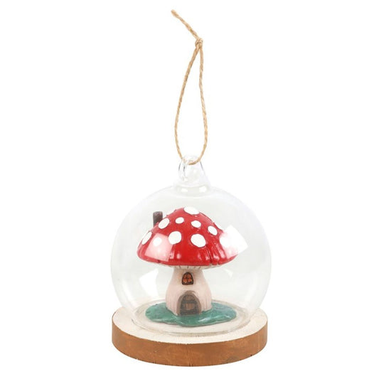 Mushroom House Glass Dome Hanging (Christmas Tree) Decoration