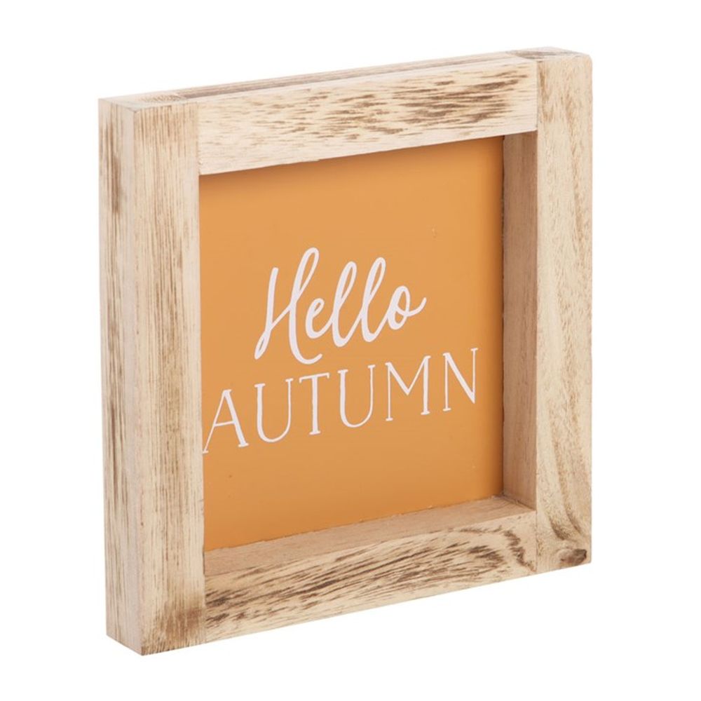 Orange Hello Autumn Wooden Framed Sign