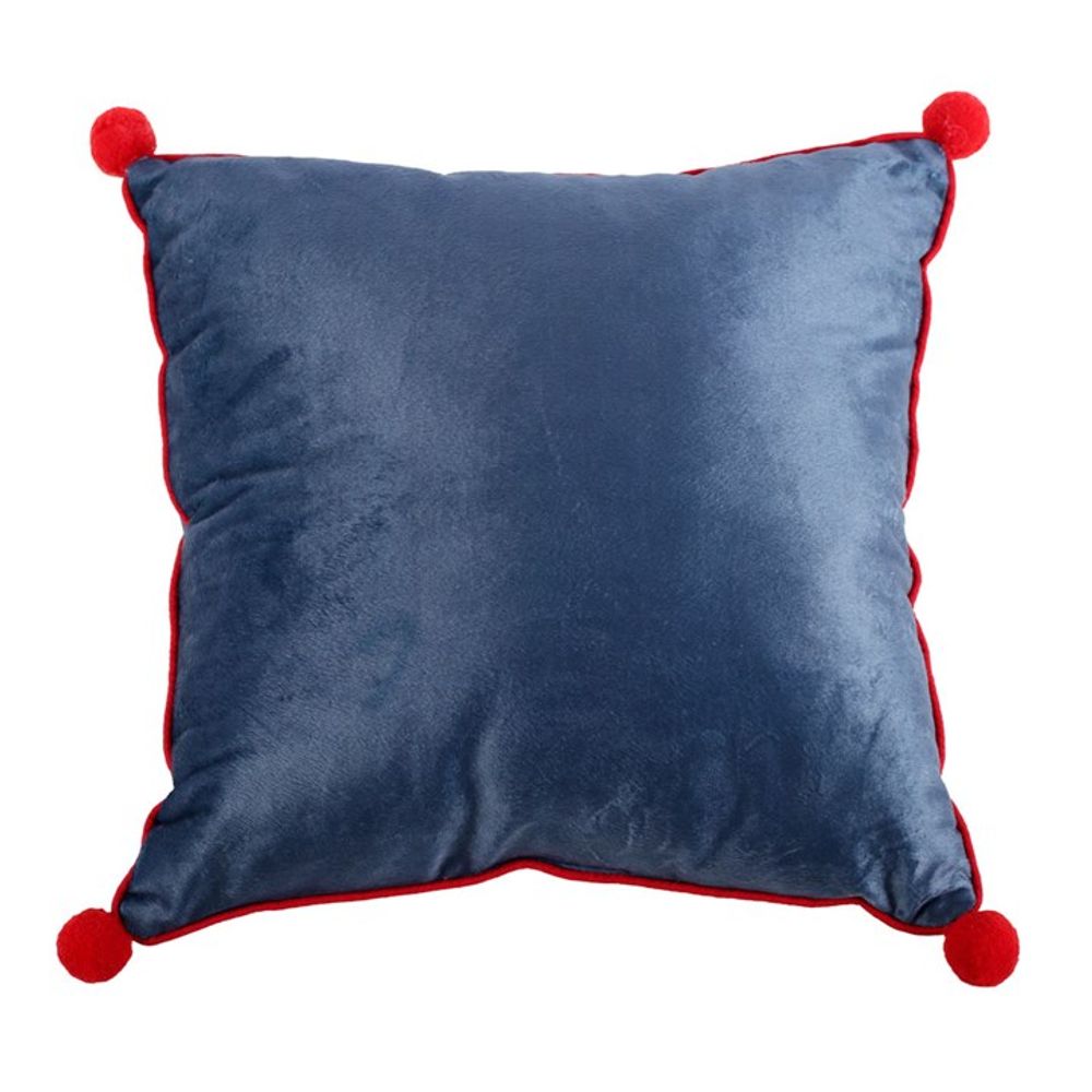 Square Gnome Print Cushion with Pom Poms (35cm)