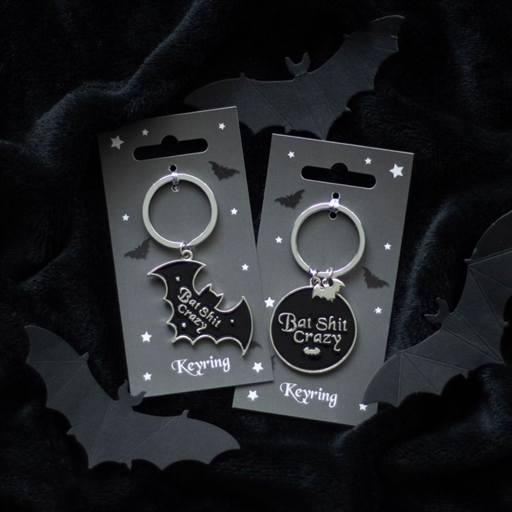 Round Bat Sh*t Crazy Keyring