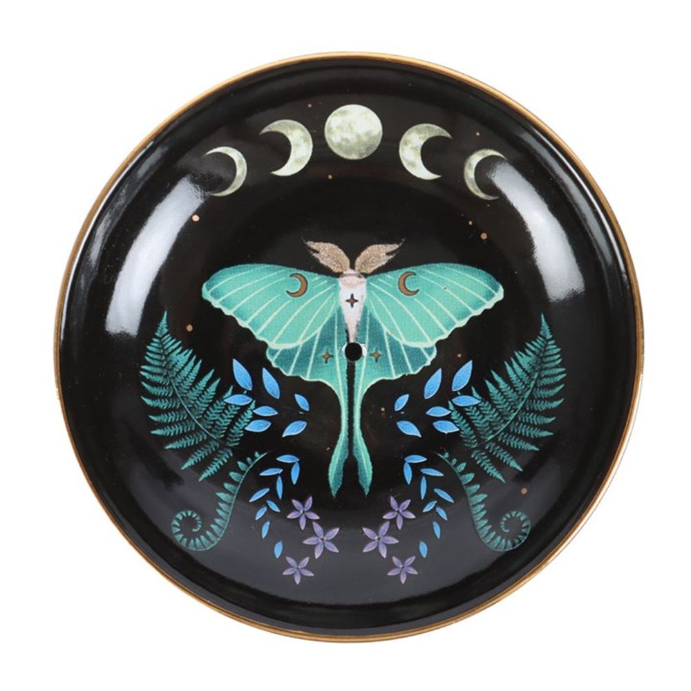 Dark Forest: Luna Moth Ceramic Incense Plate - Suitable for Incense sticks or Cones