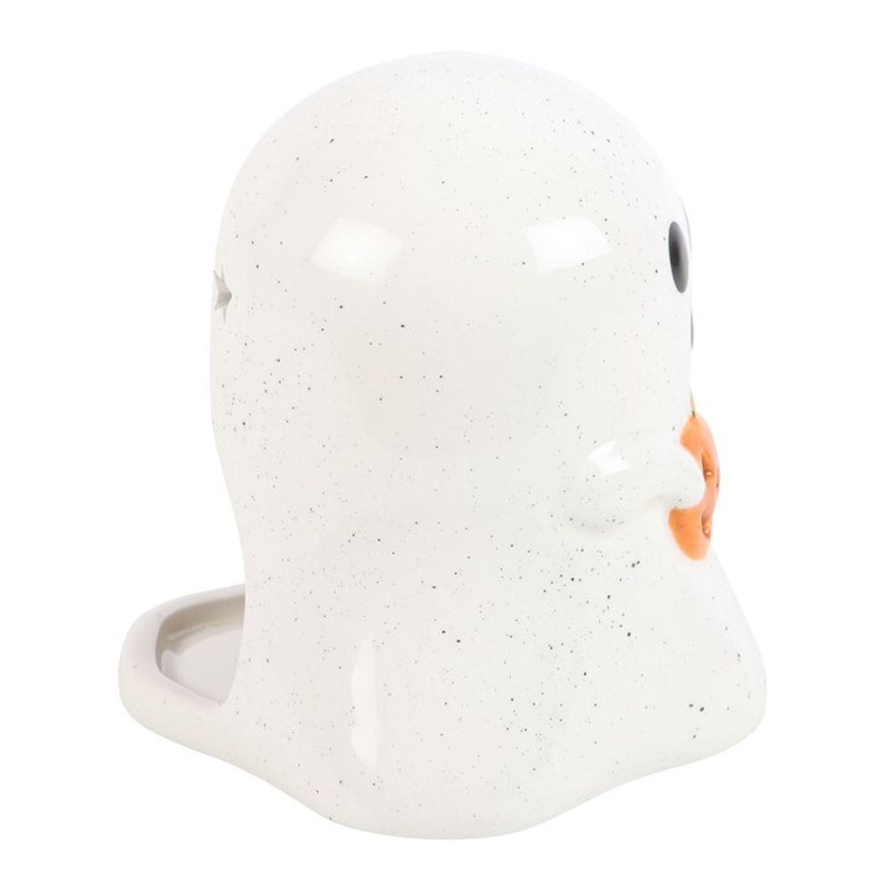 Ghost Shaped Tealight Candle Holder with Pumpkin - Perfect for Halloween