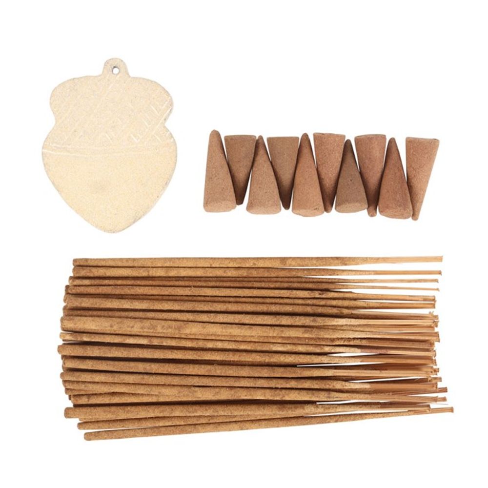 Autumn Acorn Warm Vanilla Incense Gift Set (Cones, Stick and Holder)