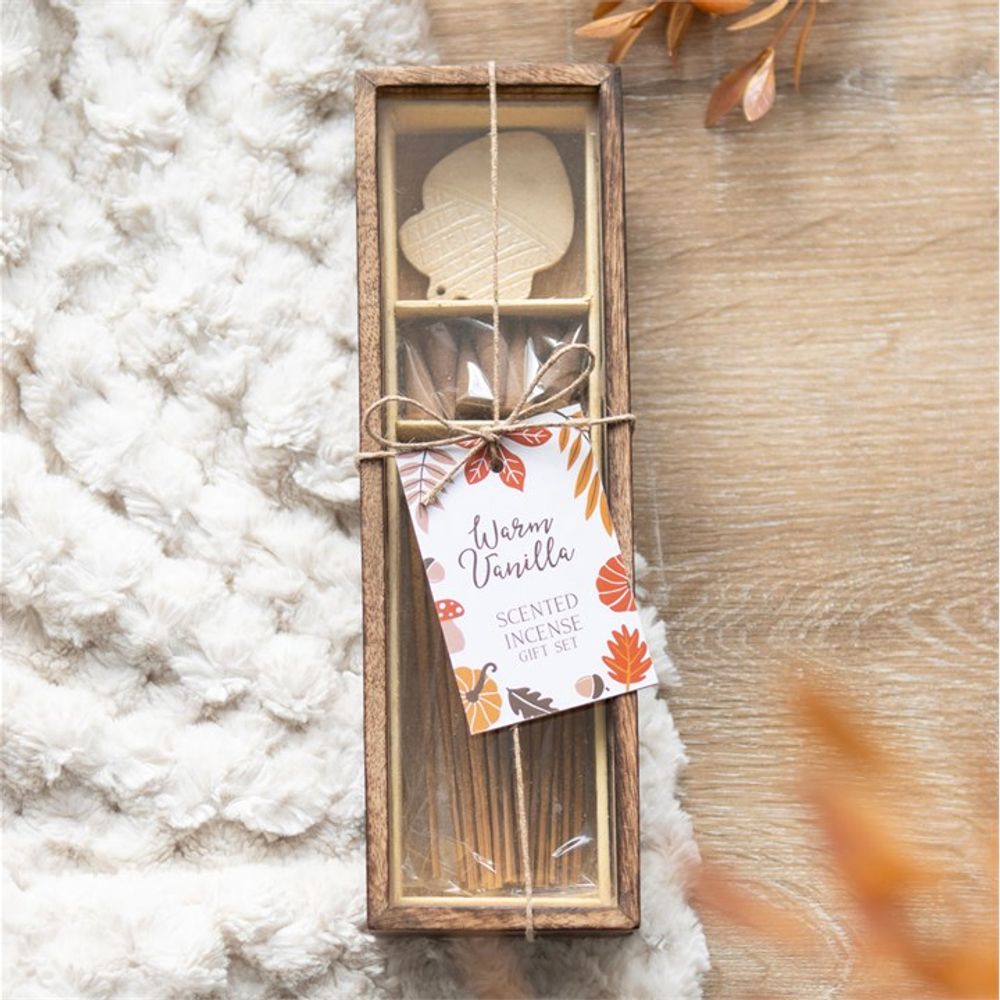 Autumn Acorn Warm Vanilla Incense Gift Set (Cones, Stick and Holder)