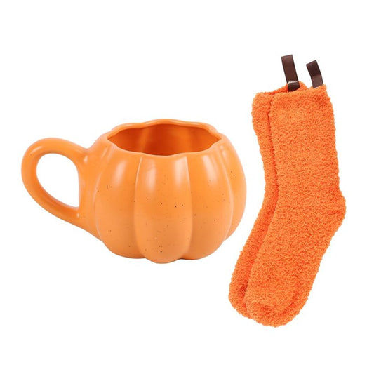 Pumpkin Shaped Mug and Socks Gift Set