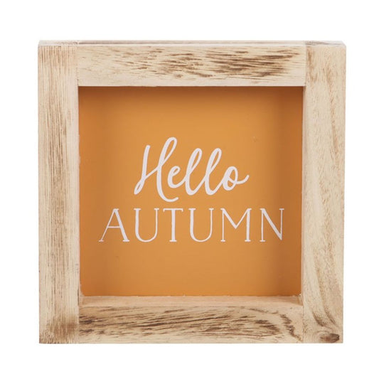 Orange Hello Autumn Wooden Framed Sign