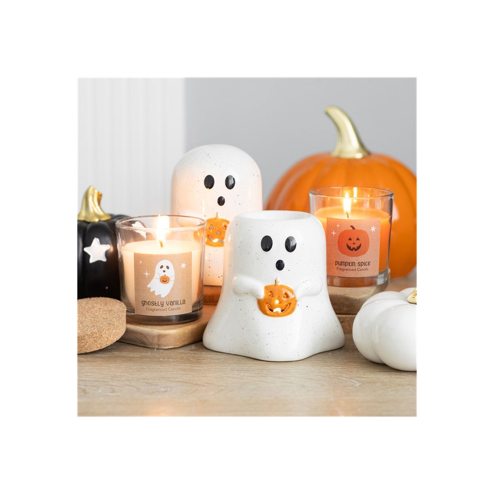 Ghost Shaped Oil/Wax Melt Burner with Pumpkin detail