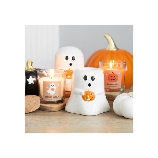 Ghost Shaped Oil/Wax Melt Burner with Pumpkin detail