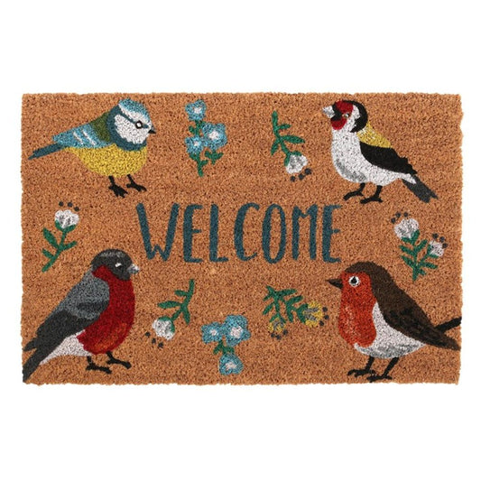 Natural 'Welcome' British Garden Birds Doormat