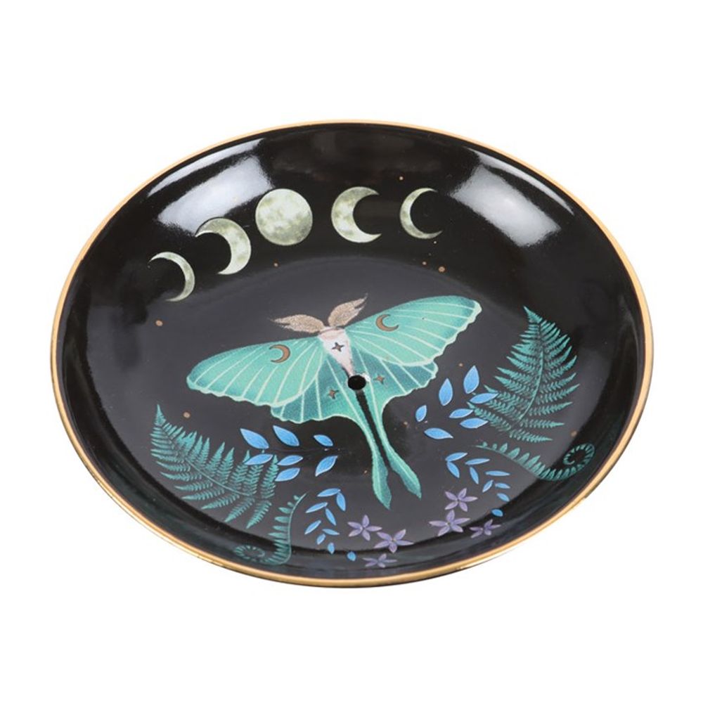 Dark Forest: Luna Moth Ceramic Incense Plate (Sticks or Cones)