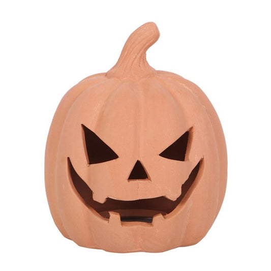15cm Terracotta Halloween Pumpkin (Tealight) Ornament