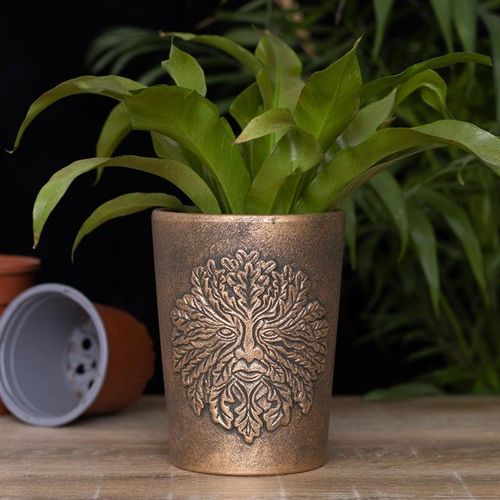 Green Man Bronze Terracotta Plant Pot - A Lisa Parker Design