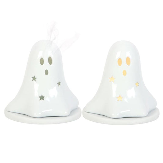 Ceramic Ghost Tealight/Incense Cone Holder