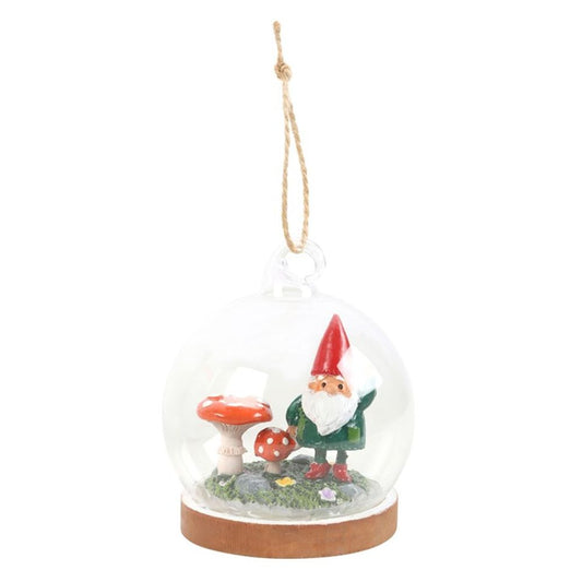 Gnome Glass Dome Hanging (Christmas Tree) Decoration