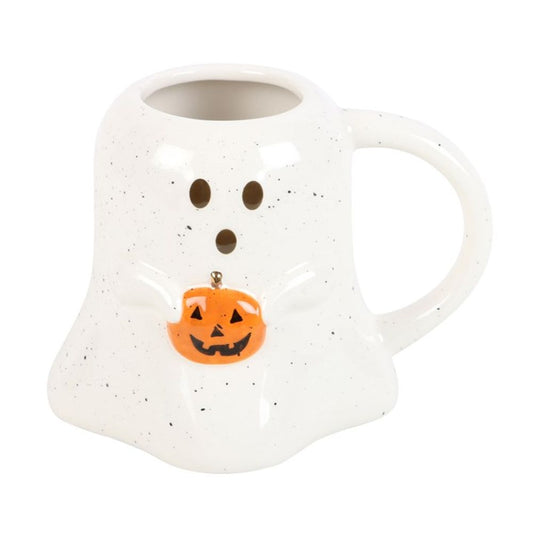 Ghost Shaped Halloween Mug with Pumpkin Detail