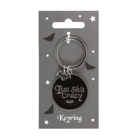 Round Bat Sh*t Crazy Keyring