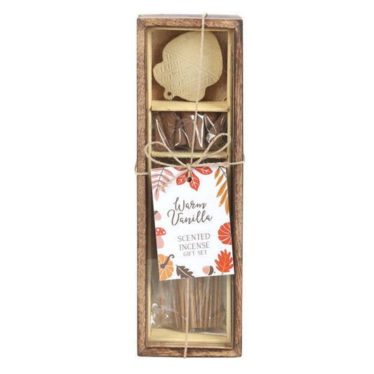 Autumn Acorn Warm Vanilla Incense Gift Set (Cones, Stick and Holder)