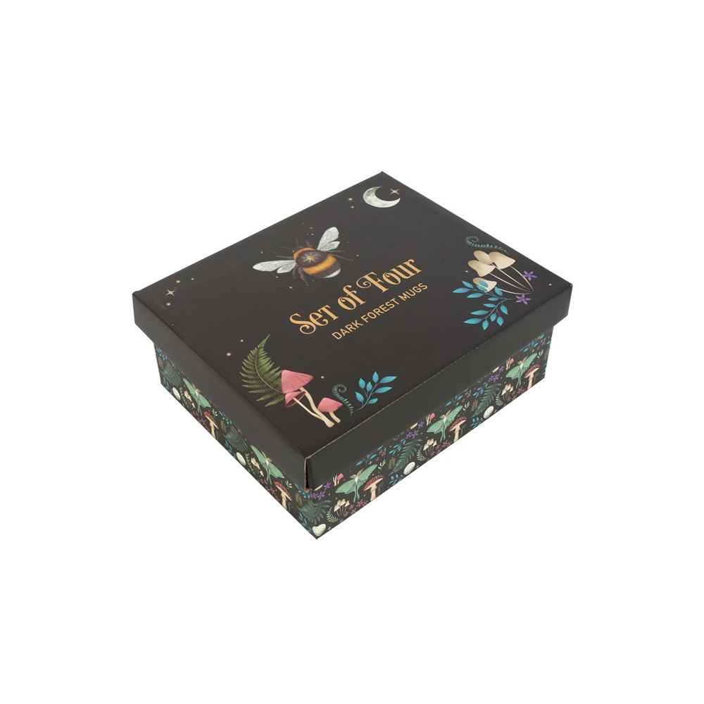 Set of 4 Dark Forest Ceramic Mugs