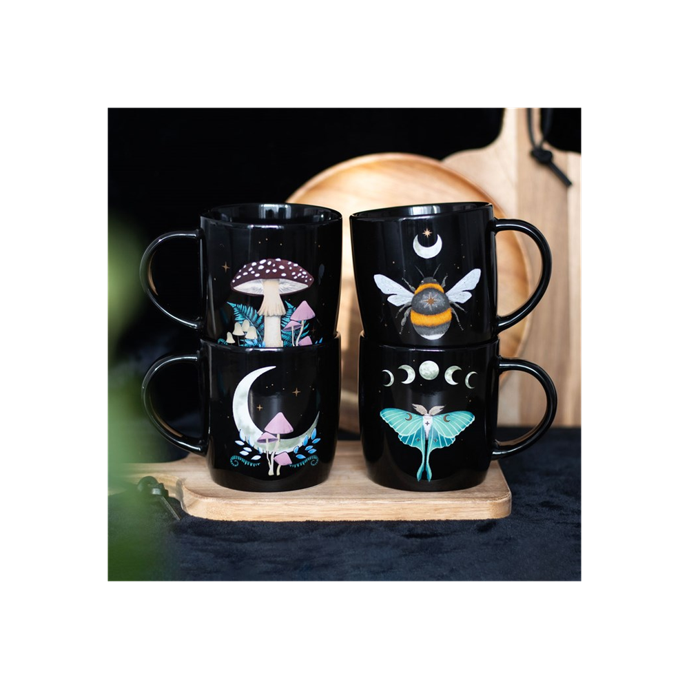 Set of 4 Dark Forest Ceramic Mugs